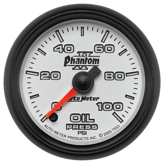 Autometer Phantom II 52mm Full Sweep Electronic 0-100 PSI Oil Pressure Gauge - 7553