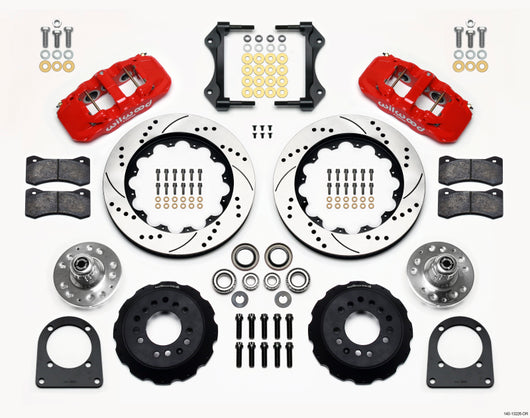 Wilwood AERO6 Front Hub Kit 14.00in Drill Red TCI-IFS 71-78 (Pinto Based) - 140-13226-DR
