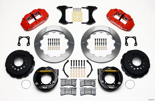 Wilwood Narrow Superlite 4R Rear P-Brk Kit 12.88in Red Chevy 12 Bolt-Spec 3.15in Brng - 140-9215-R