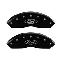 MGP 4 Caliper Covers Engraved Front & Rear Oval logo/Ford Black finish silver ch - 10198SFRDBK