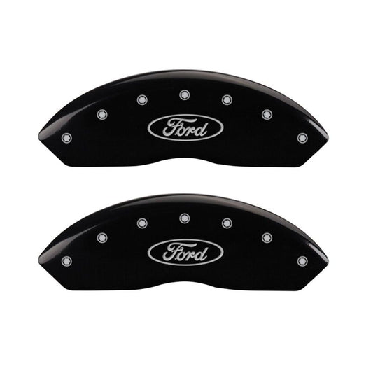 MGP 4 Caliper Covers Engraved Front & Rear Oval logo/Ford Black finish silver ch - 10198SFRDBK