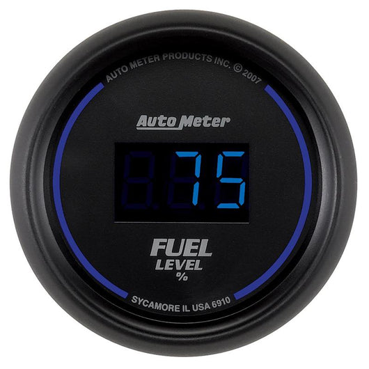 Autometer Cobalt Digital 52.4mm Black Programmable Empty-Full Range Fuel Level Gauge - 6910