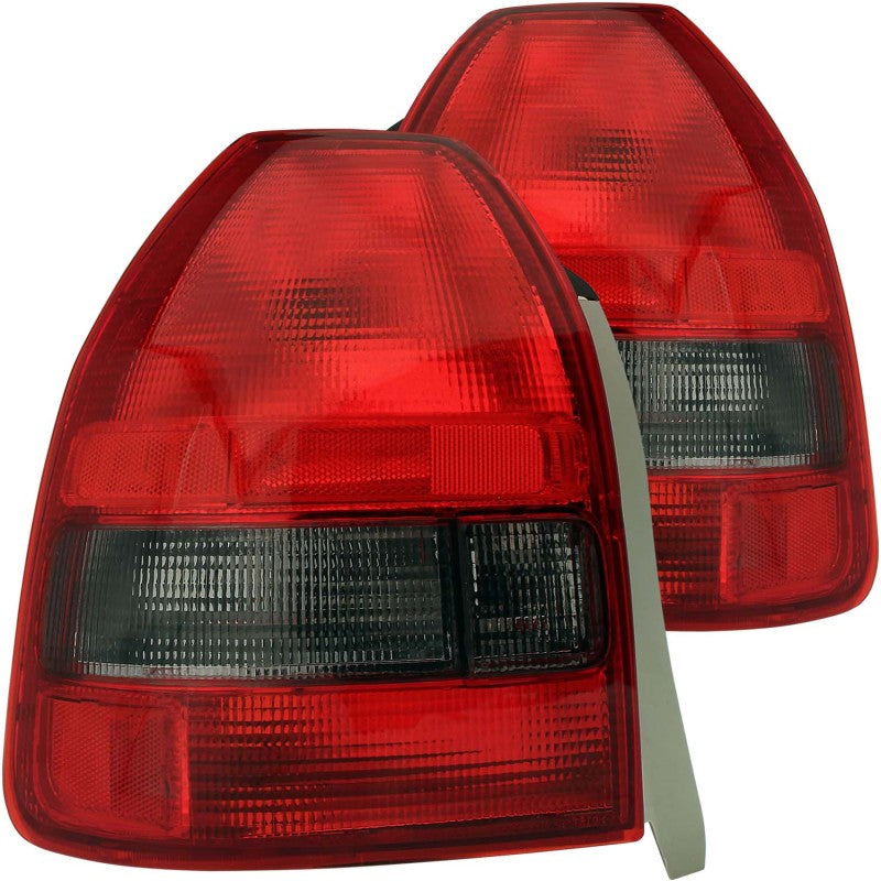 ANZO 1996-2000 Honda Civic Taillights Red/Smoke - 221193