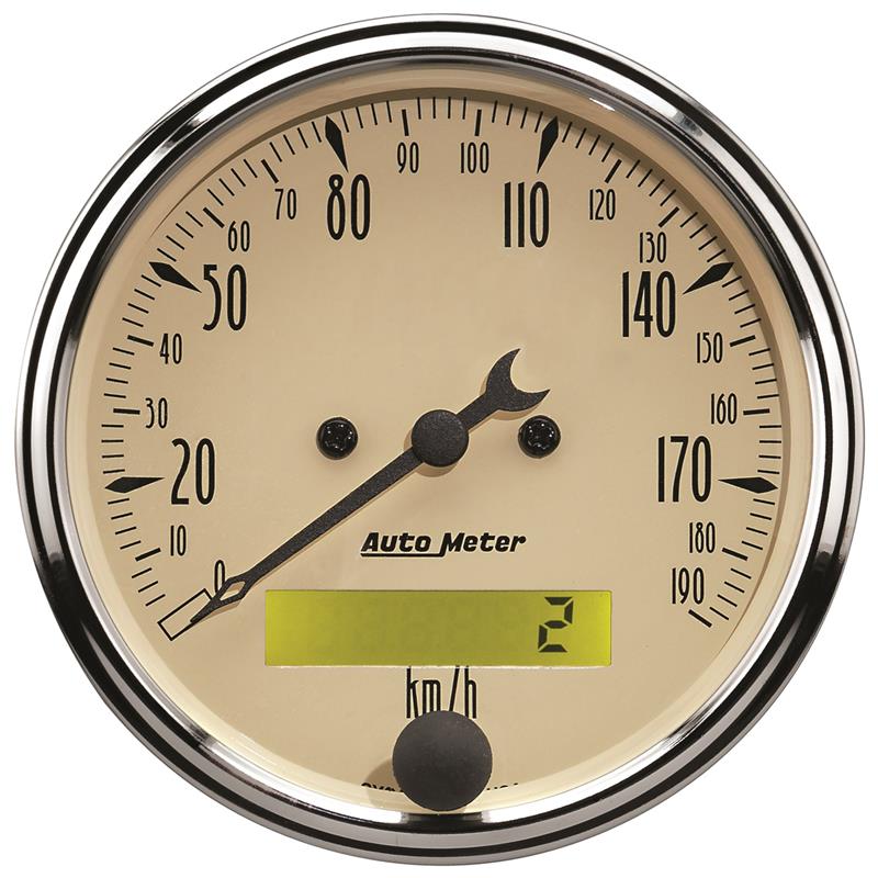 Autometer 3-1/8in 0-190km/h Antique Beige Elec. Programmable Speedometer - 1887-M