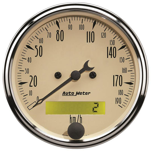 Autometer 3-1/8in 0-190km/h Antique Beige Elec. Programmable Speedometer - 1887-M