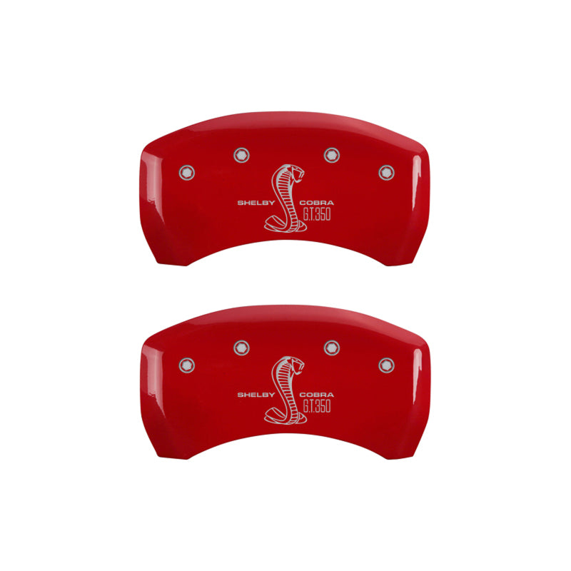 MGP Rear set 2 Caliper Covers Engraved Rear GT350 Shelby & Cobra Red finish silver ch - 10010RGT3RD