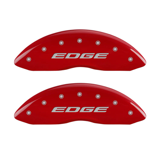 MGP 4 Caliper Covers Engraved Front & Rear EDGE/2015 Red finish silver ch - 10242SEDERD