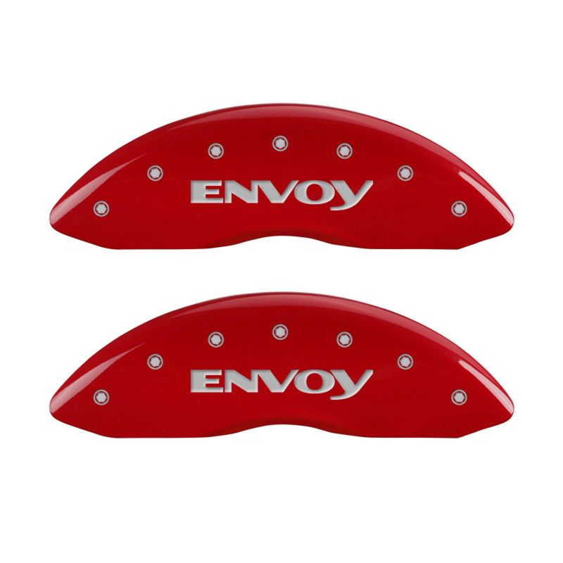 MGP 4 Caliper Covers Engraved Front & Rear Envoy Red finish silver ch - 34004SEVYRD