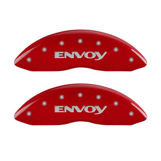 MGP 4 Caliper Covers Engraved Front & Rear Envoy Red finish silver ch - 34004SEVYRD