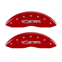 MGP 4 Caliper Covers Engraved Front C6/Corvette Engraved Rear C6/Z06 Red finish silver ch - 13083SCZ6RD