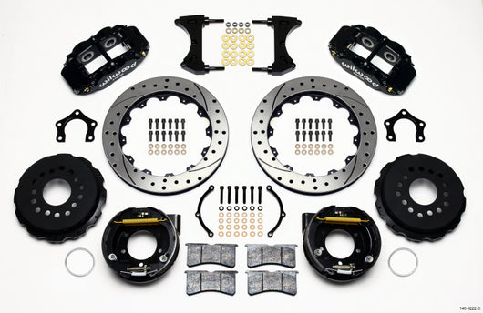 Wilwood Narrow Superlite 4R Rear P-Brk Kit 12.88in Drilled Mopar/Dana 2.36in Off w/Snap Ring Brng - 140-9222-D