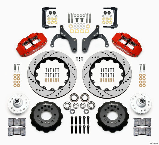 Wilwood Narrow Superlite 6R Front Hub Kit 14.00in Drill Red 59-64 Chevy Impala / 63-64 Corvette - 140-12465-DR