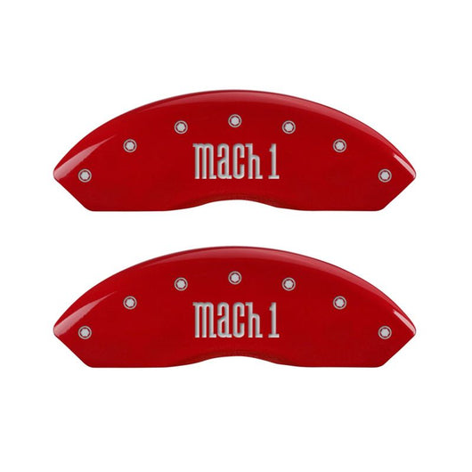 MGP 4 Caliper Covers Engraved Front & Rear Mach 1 Red finish silver ch - 10017SMCHRD