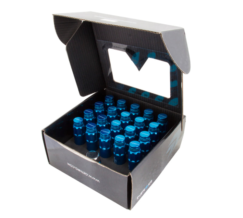NRG 700 Series M12 X 1.25 Steel Lug Nut w/Dust Cap Cover Set 21 Pc w/Locks & Lock Socket - Blue - LN-LS710BL-21