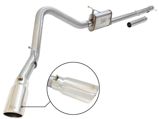 aFe MACHForce XP Exhaust 3in-3.5in SS Single Side Ext CB w/ Polish Tip 99-04 Ford F150 V8 5.4L/6.8L - 49-43076-P
