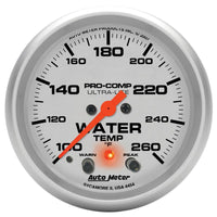 Autometer 66.7mm 100-260 degree F Full Sweep Electronic w/ Peak and Warning Water Temperature Gauge - 4454