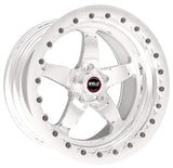 Weld S71 17x11 / 5x4.75 BP / 6.4in. BS Polished Wheel (Low Pad) - Polished Single Beadlock MT - 71LP7110B65G