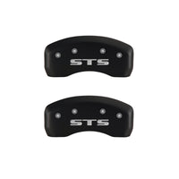 MGP 4 Caliper Covers Engraved Front Cursive/Cadillac Engraved Rear STS Red finish silver ch - 35002SSTSRD