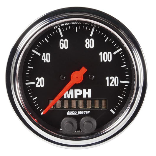 Autometer Traditional Chrome 3-3/8in 140 MPH In-Dash Full Sweep GPS Speedometer - 2480