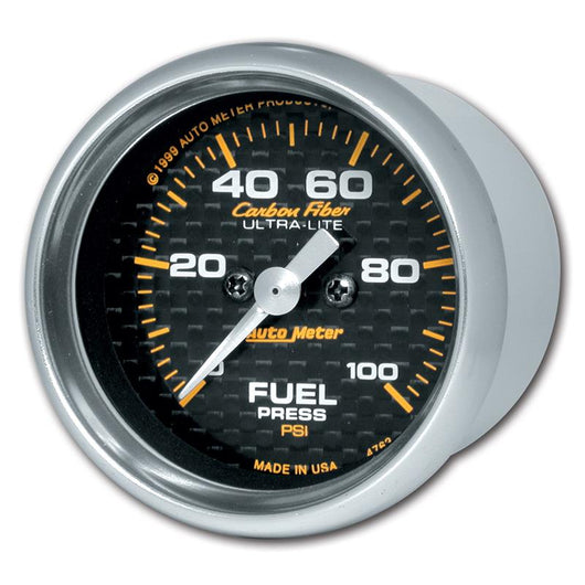 Autometer Carbon Fiber 52mm 100 PSI Electronic Fuel Pressure Gauge - 4763