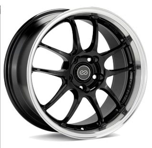 Enkei PF01 17x9 5x114.3 48mm Offset 75mm Bore Diameter Black w/ Machined Lip Wheel - 460-790-6548BKM