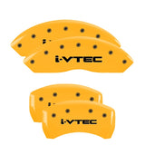 MGP 4 Caliper Covers Engraved Front & Rear i-Vtec Yellow finish black ch - 39014SIVTYL