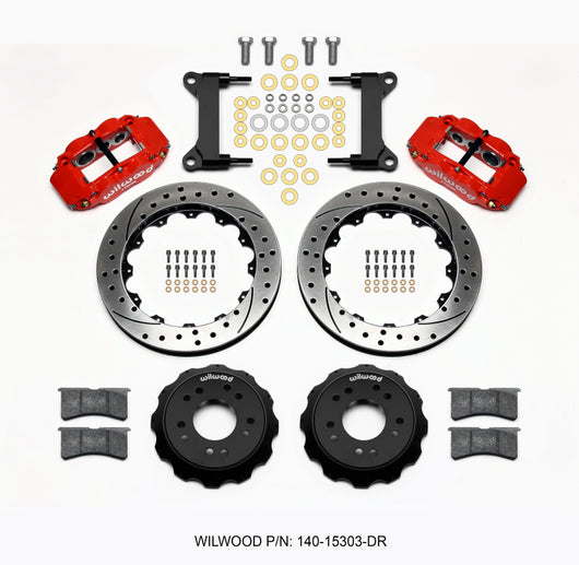 Wilwood Narrow Superlite 6R Front Hat Kit 13.06 Drilled Red 63-87 C10 w/ Wilwood Pro Spindles - 140-15303-DR