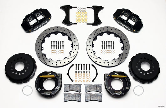 Wilwood Narrow Superlite 4R Rear P-Brk Kit 12.88in Drilled Ford 8.8 w/2.5in Offset-5 Lug - 140-9223-D