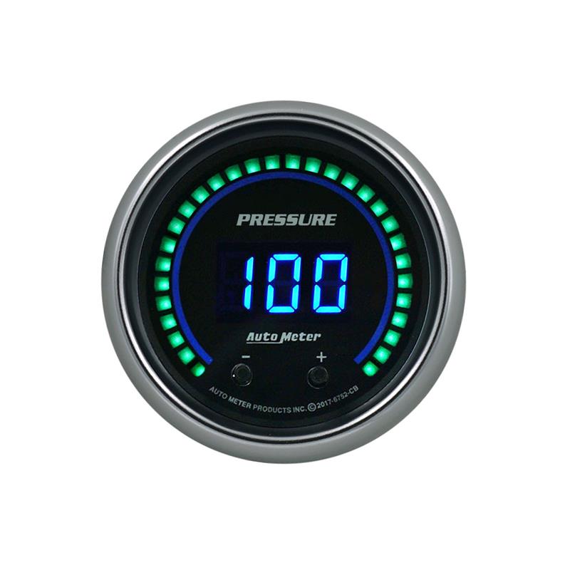Autometer 52.4mm Black Switchable 0-1600 PSI/0-110 BAR Fluid Pressure Cobalt Elite Digital Gauge - 6752-CB