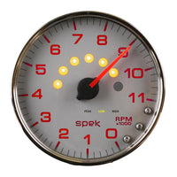 Autometer Spek-Pro Gauge Tachometer 5in 11K Rpm W/Shift Light & Peak Mem Silver/Chrome - P23921