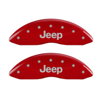 MGP 4 Caliper Covers Engraved Front JEEP Engraved Rear JEEP Grill logo Red finish silver ch - 42003SJPLRD