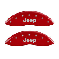MGP 4 Caliper Covers Engraved Front & Rear JEEP Red finish silver ch - 42002SJEPRD