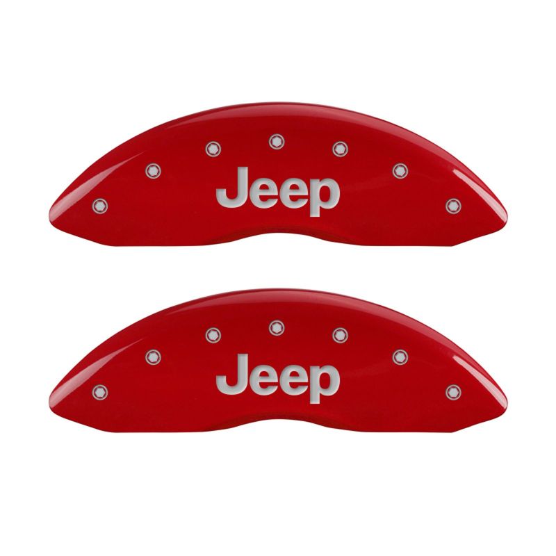 MGP 4 Caliper Covers Engraved Front & Rear JEEP Red finish silver ch - 42005SJEPRD