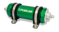 Fuelab 828 In-Line Fuel Filter Long -10AN In/Out 75 Micron Stainless - Green - 82823-6