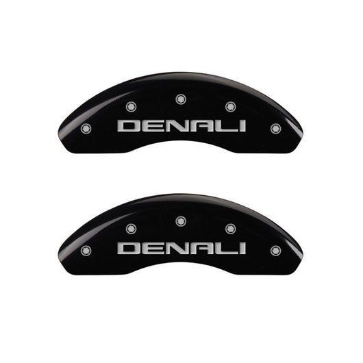 MGP 4 Caliper Covers Engraved Front & Rear Denali Black finish silver ch - 34002SDNLBK