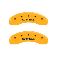 MGP 4 Caliper Covers Engraved Front Cursive/Cadillac Engraved Rear CTS4 Yellow finish black ch - 35011SCT4YL