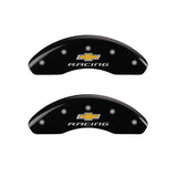 MGP 4 Caliper Covers Engraved F & R Chevy Racing Black Finish Silver Char 2019 Chevrolet Equinox - 14247SBRCBK