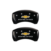 MGP 4 Caliper Covers Engraved Front & Rear Chevy racing Black finish silver ch - 14231SBRCBK