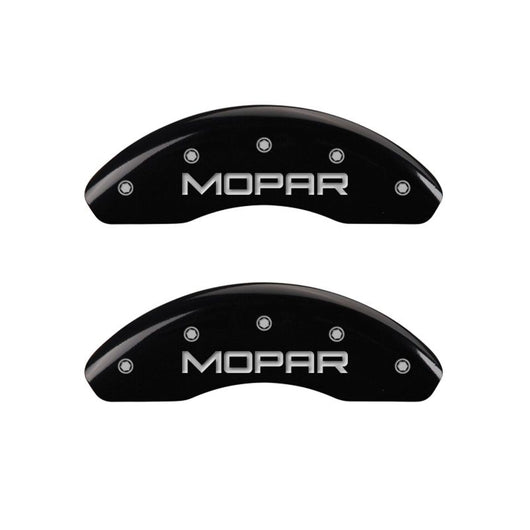 MGP 4 Caliper Covers Engraved Front & Rear MOPAR Black finish silver ch - 32013SMOPBK
