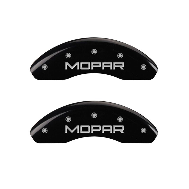 MGP 4 Caliper Covers Engraved Front & Rear MOPAR Black finish silver ch - 12199SMOPBK