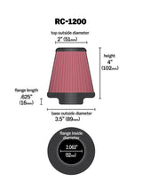 K&N Universal Chrome Filter 2.063in Flange ID x 3.5in Base OD x 2in Top OD x 4in H - RC-1200