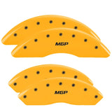 MGP 4 Caliper Covers Engraved Front & Rear MGP Yellow finish black ch - 14008SMGPYL
