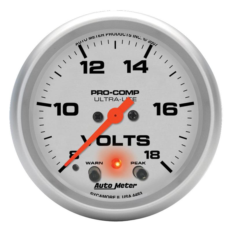 Autometer Ultra-Lite 2 5/8in 18V Voltmeter w/ Peak & Warn - 4483