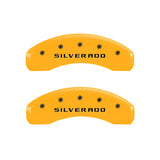 MGP 4 Caliper Covers Engraved Front & Rear Silverado Yellow Finish Blk Char 02 Chevy Avalanche 2500 - 14048SSILYL