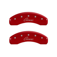 MGP 4 Caliper Covers Engraved Front & Rear Cursive/Camaro Yellow finish black ch - 14033SCCSYL