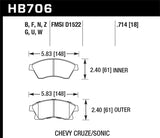 Hawk 11-12 Chevy Cruze Eco/LS/1LT/2LT/LTZ / 12 Sonic LS/LT/LTZ HP Plus Front Street Brake Pads - HB706N.714