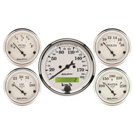 Autometer Old Tyme White 5 Pc Kit-Elec Speed(Km/H)/Elec Oil Press/Water Temp/Volt/Fuel Level - 1602-M