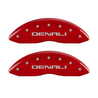 MGP 4 Caliper Covers Engraved Front & Rear Denali Red Finish Silver Char 2018 GMC Canyon - 34209SDNLRD