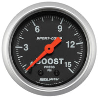 Autometer 2-1/16in 0-15 PSI Mechanical Sport-Comp Boost Pressure Gauge - 3302