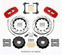 Wilwood AERO6 Front Hat Kit 14.00 Drilled Red 2015-Up Mustang w/Lines - 140-13886-DR